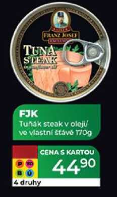 FJK Tuňák steak v oleji/ ve vlastní šťávě 170g  
