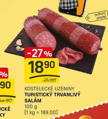 TURISTICKÝ TRVANLIVÝ SALÁM 100 g 