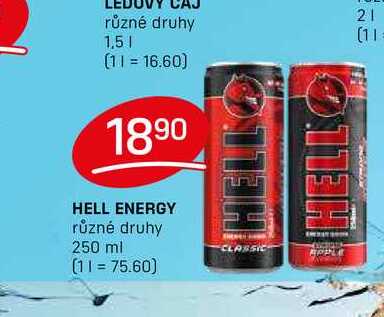 HELL ENERGY různé druhy 250 ml 