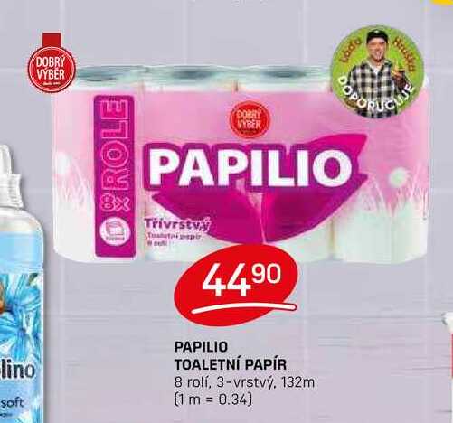 PAPILIO TOALETNÍ PAPÍR 8 rolí, 3-vrstvý, 132m