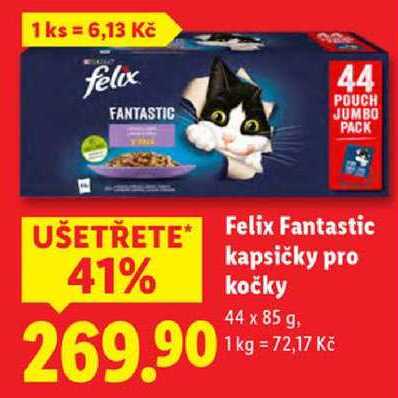 Felix Fantastic kapsičky pro kočky, 44x 85 g