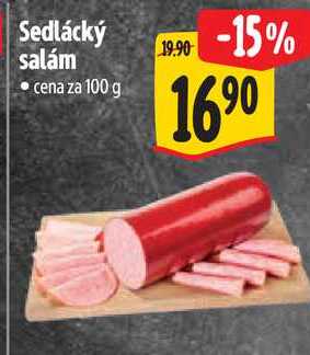 Sedlácký salám, cena za 100 g