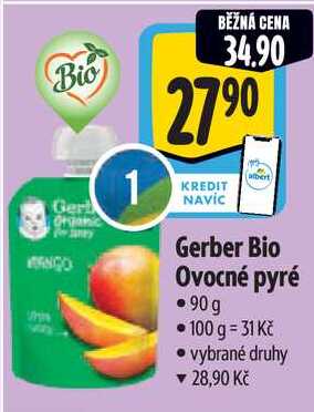 Gerber Bio Ovocné pyré, 90 g