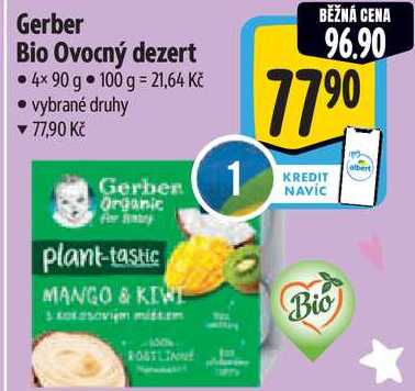 Gerber Bio Ovocný dezert, 4x 90 g 