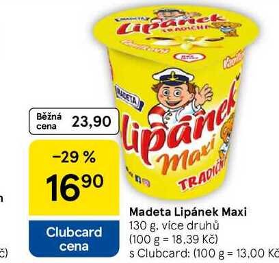 Madeta Lipánek Maxi, 130 g, více druhů 