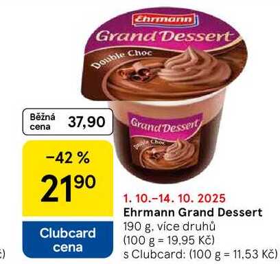 Ehrmann Grand Dessert, 190 g, více druhů
