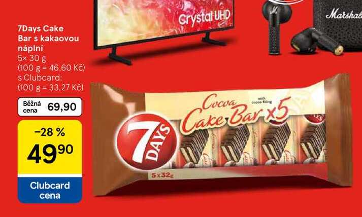 7Days Cake Bar s kakaovou náplní, 5x 30 g 
