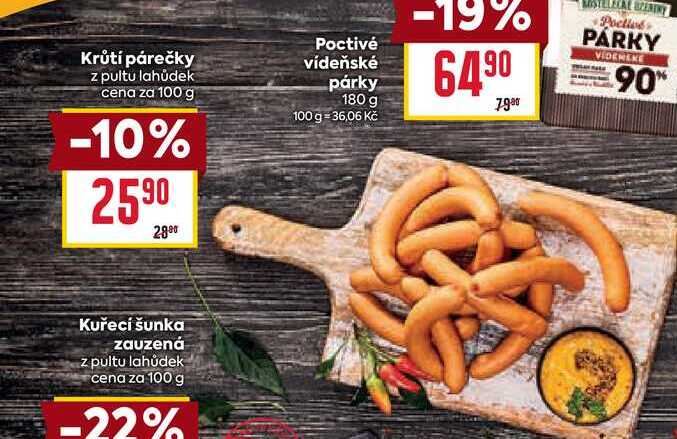 Krůtí párečky z pultu lahůdek cena za 100 g
