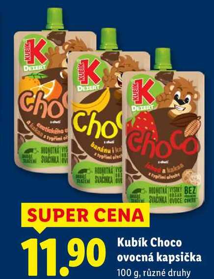 Kubík Choco ovocná kapsička, 100 g