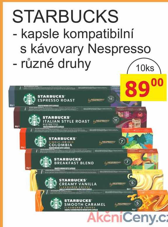 STARBUCKS - kapsle kompatibilní s kávovary Nespresso - různé druhy 10ks 
