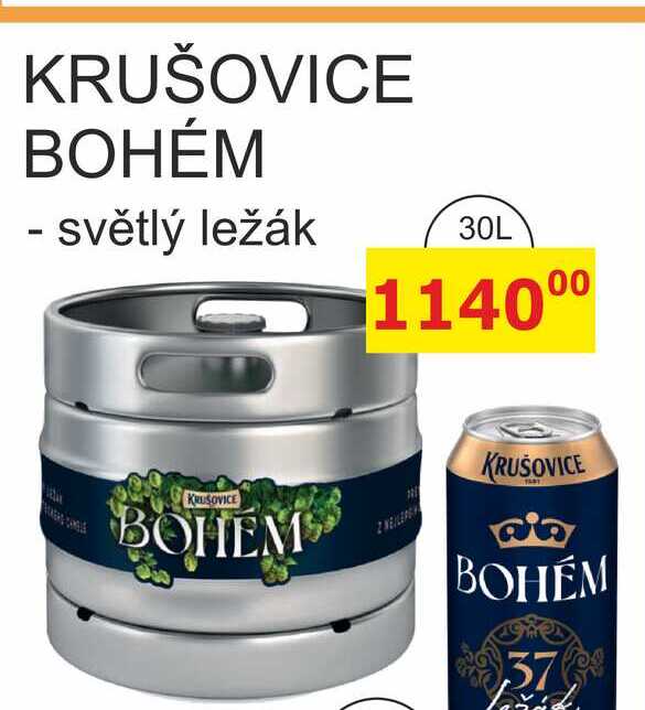 KRUŠOVICE BOHÉM - světlý ležák 30L 