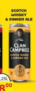 CLAN CAMPBELL SCOTCH WHISKY GINGER ALE 0,25l míchaný drink, plech