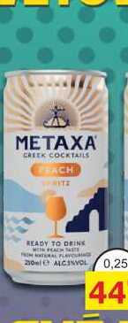 METAXA CREEK COCKTAILS PEACH 0,25l míchaný drink, plech