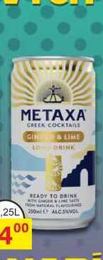 METAXA CREEK COCKTAIL GIN & LIME 0,25l míchaný drink, plech