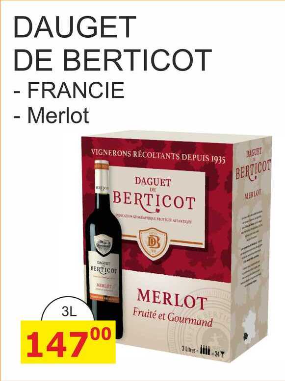 DAUGET DE BERTICOT Merlot 3L