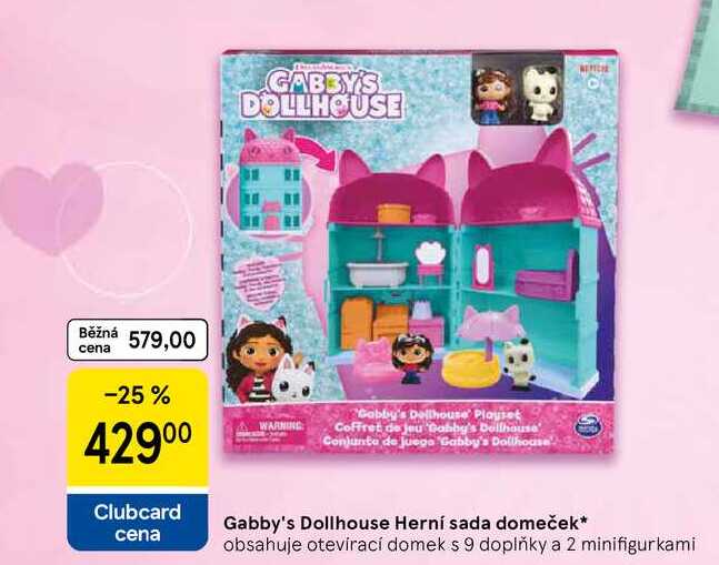 Gabby's Dollhouse Herní sada domeček, obsahuje otevírací domek s 9 doplňky a 2 minifigurkami 