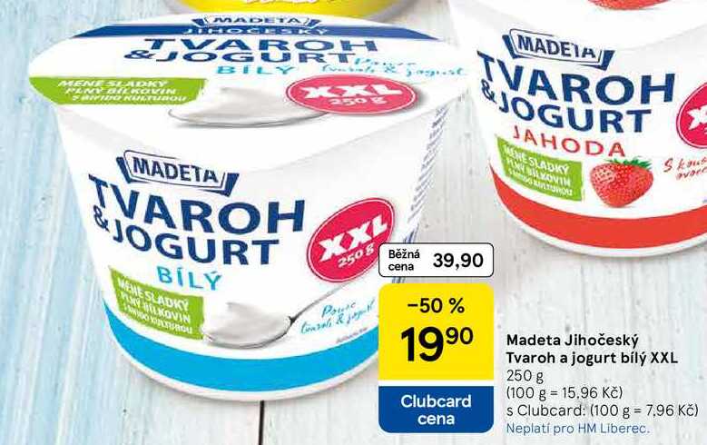 Madeta Jihočeský Tvaroh a jogurt bílý XXL, 250 g 
