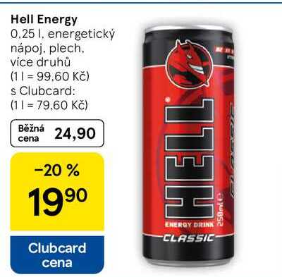 Hell Energy, 0.25 l, energetický nápoj, plech 