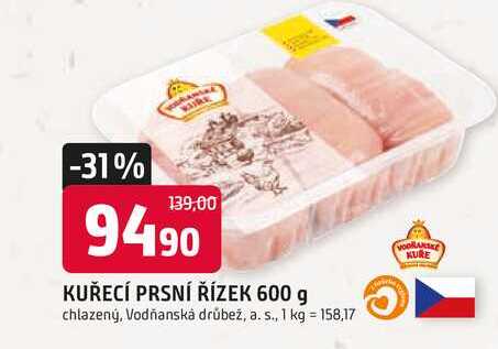 KUŘECÍ PRSNÍ ŘÍZEK 600 g chlazený