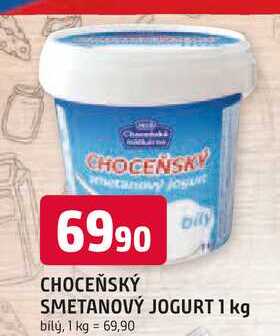 CHOCEŇSKÝ bily SMETANOVÝ JOGURT 1 kg 