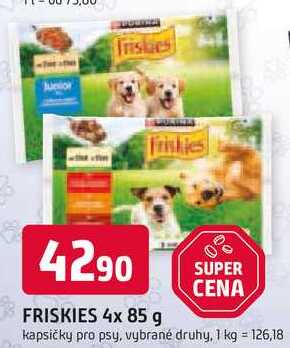 FRISKIES 4x 85 g kapsičky pro psy, vybrané druhy