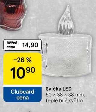 Svíčka LED, 50 x 38 x 38 mm. teplé bílé světlo 