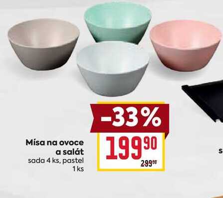 Mísa na ovoce a salát sada 4 ks, pastel 1 ks 
