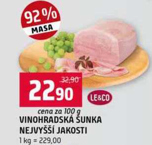 VINOHRADSKÁ ŠUNKA NEJVYŠŠÍ JAKOSTI 100 g