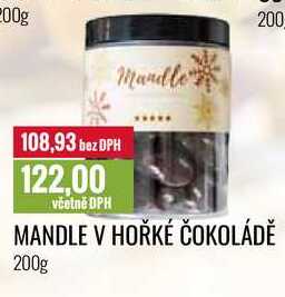 MANDLE V HOŘKÉ ČOKOLÁDĚ 200g 
