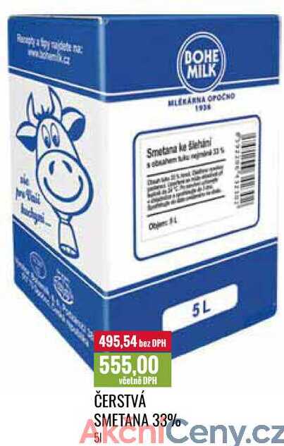 ČERSTVÁ SMETANA 33% 5l