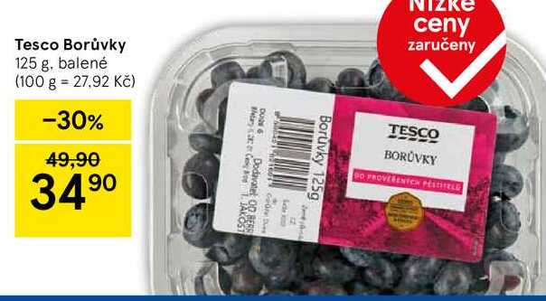 Tesco Borůvky, 125 g, balené 