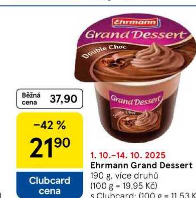 Ehrmann Grand Dessert, 190 g, více druhů  
