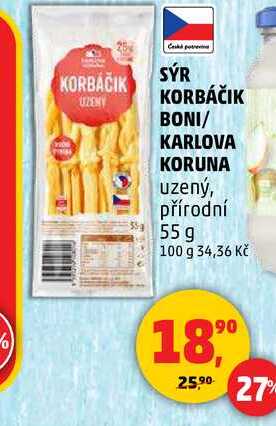 SÝR KORBÁČIK KARLOVA KORUNA, 55 g 