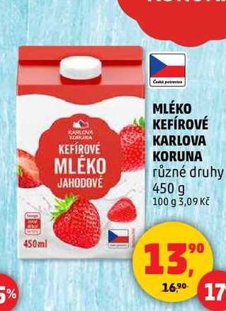 MLÉKO KEFÍROVÉ KARLOVA KORUNA, 450 g 