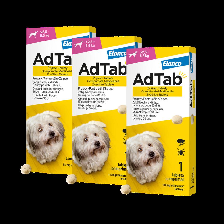 Adtab pro psy (2,5-5,5kg) 112mg 3 žvýkací tablety