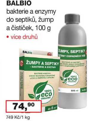BALBIO bakterie a enzymy do septiků, žump a čističek, 100 g