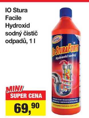 IO Stura Facile Hydroxid sodný čistič odpadů, 1l