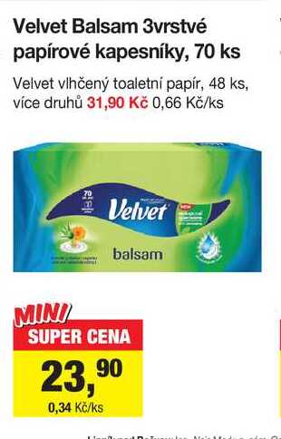Velvet vlhčený toaletní papír, 48 ks, více druhů 