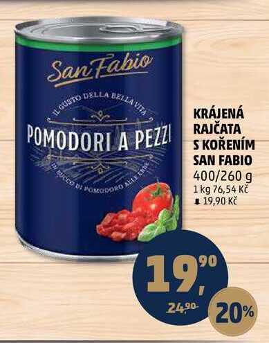 KRÁJENÁ RAJČATA S KOŘENÍM SAN FABIO, 400 g