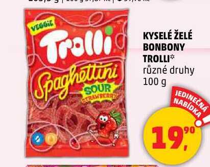 KYSELÉ ŽELÉ BONBONY TROLLI, 100 g