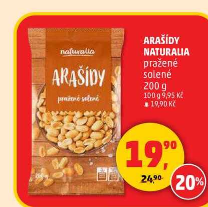 ARAŠÍDY NATURALIA pražené solené, 200 g