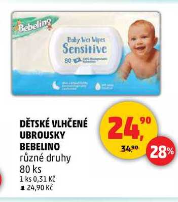 DĚTSKÉ VLHČENÉ UBROUSKY BEBELINO, 80 ks