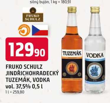 FRUKO SCHULZ JINDŘICHOHRADECKÝ TUZEMÁK, VODKA vol. 37,5% 0,5l
