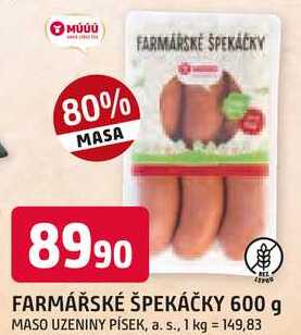 FARMÁŘSKÉ ŠPEKÁČKY 600 g