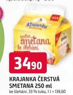 KRAJANKA ČERSTVÁ SMETANA 250 ml ke šlehání, 33 % tuku