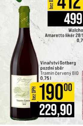 Vinařství Gotberg pozdní sběr Tramín červený BIO 0,75 l