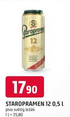 STAROPRAMEN 12° 0,5 L pivo světlý ležák