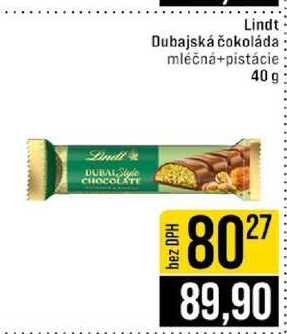 Lindt Dubajská čokoláda mléčná+pistácie 40 g 