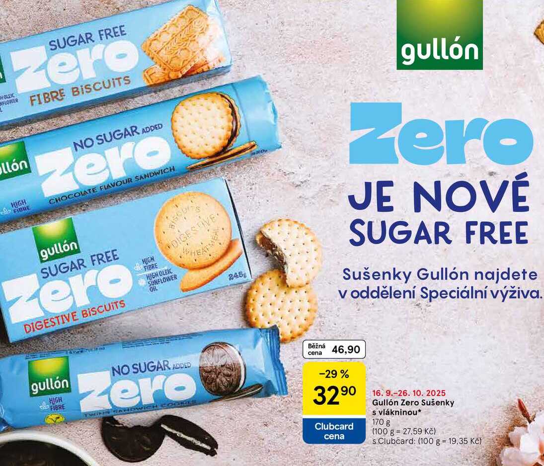 Gullón Zero Sušenky s vlákninou, 170 g 