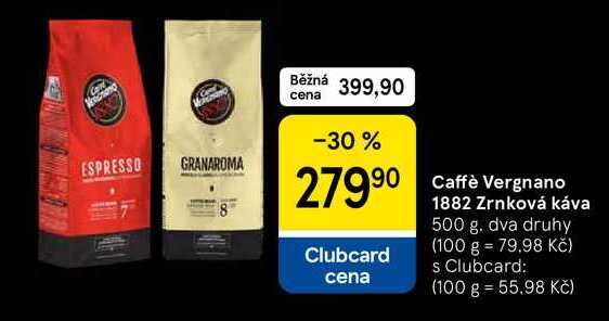 Caffè Vergnano zrnková káva, 500 g. dva druhy 